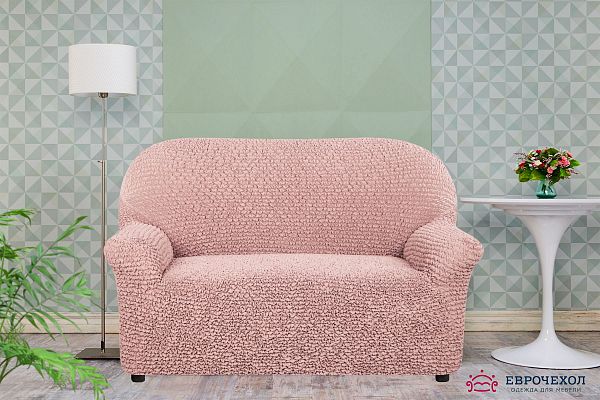 Еврочехол Чехол на 4-х местный диван Микрофибра Пепельно-розовый