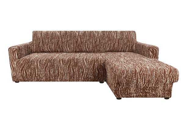 Еврочехол Чехол на угловой диван выступ справа "Аричиато" Универсо шоколад