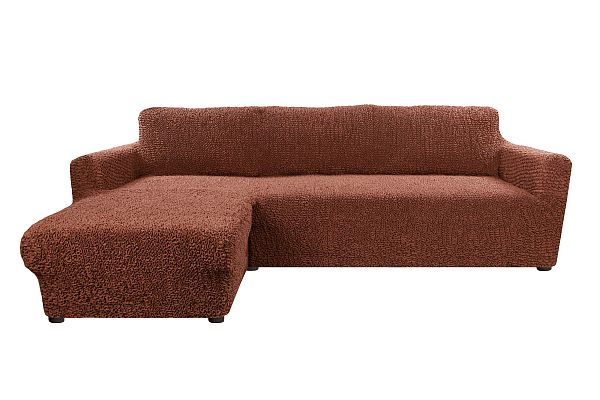 Еврочехол Чехол на угловой диван с левым выступом Микрофибра Шоколад